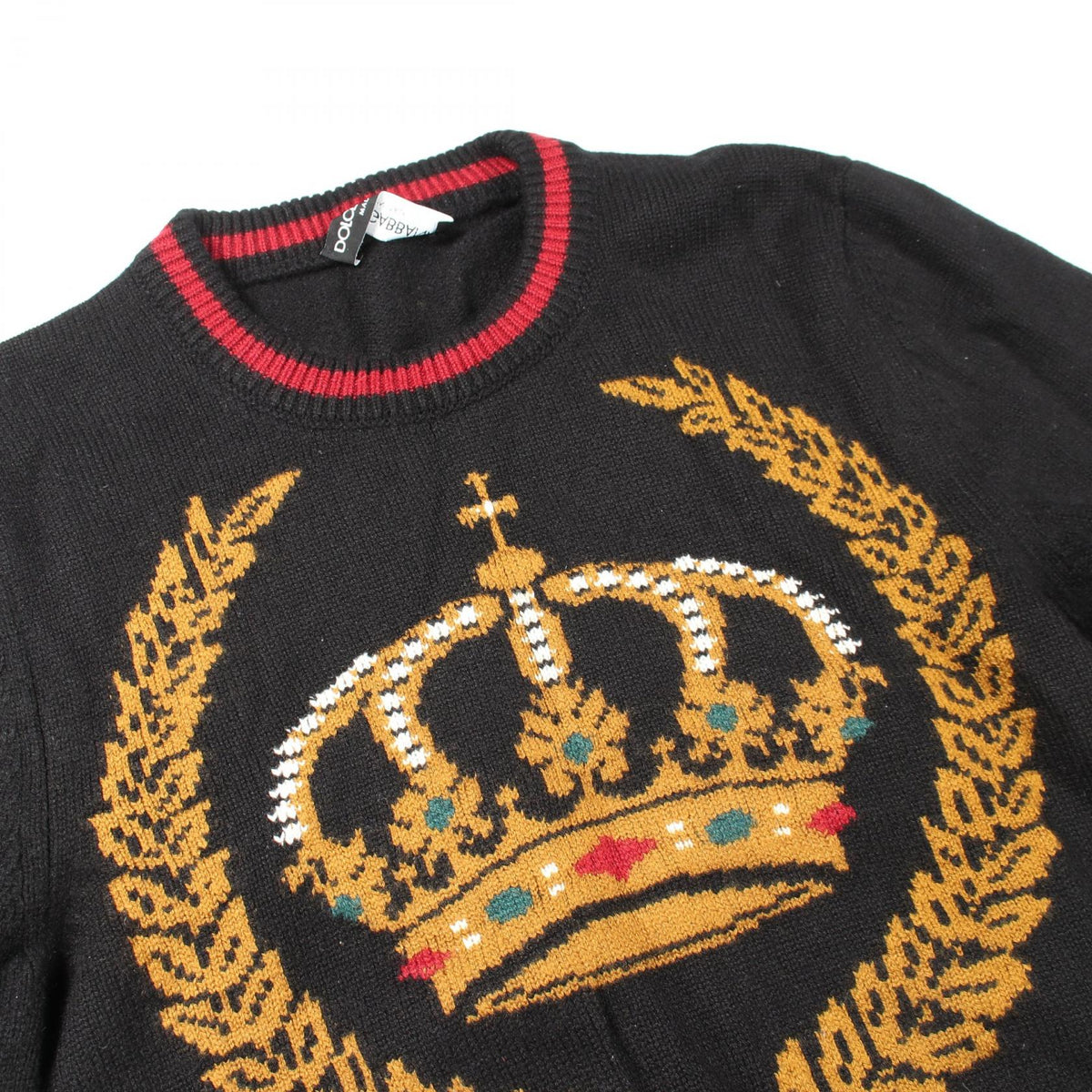 DOLCE & GABBANA KING Crown Cashmere Sweater Black Size 48