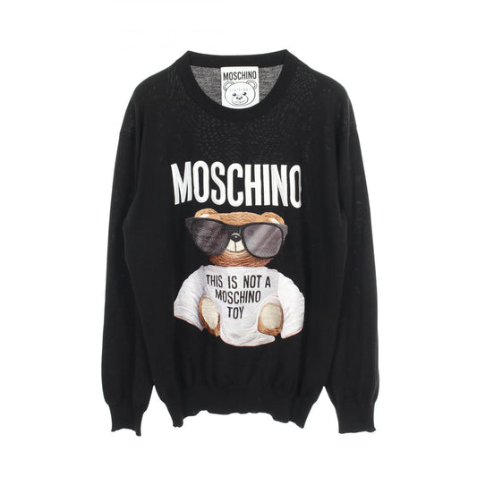 MOSCHINO Teddy Bear Embroidered Wool Knit Black Size 50