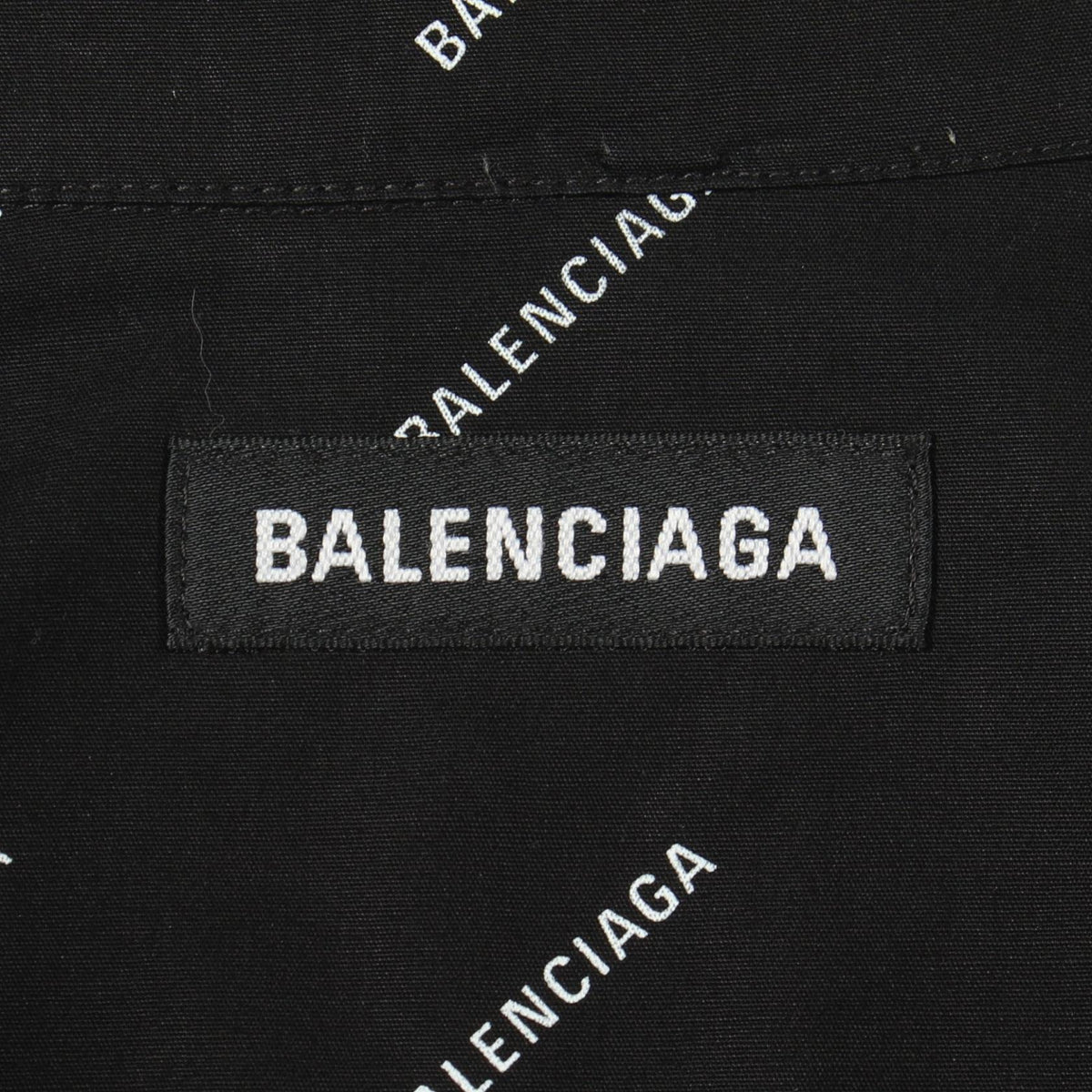 BALENCIAGA All-Over Logo Cotton Long Sleeve Button Down Black Size 37