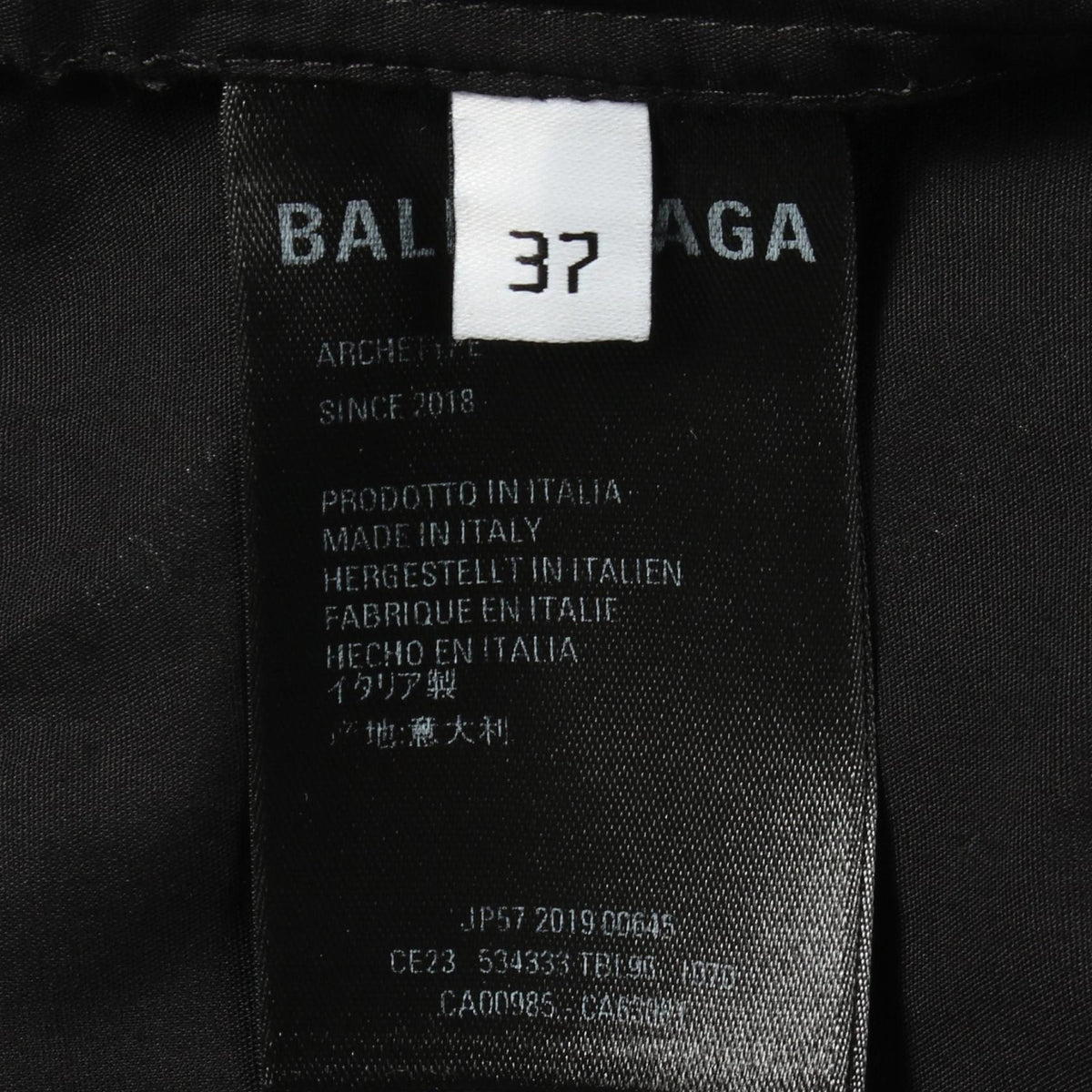 BALENCIAGA All-Over Logo Cotton Long Sleeve Button Down Black Size 37