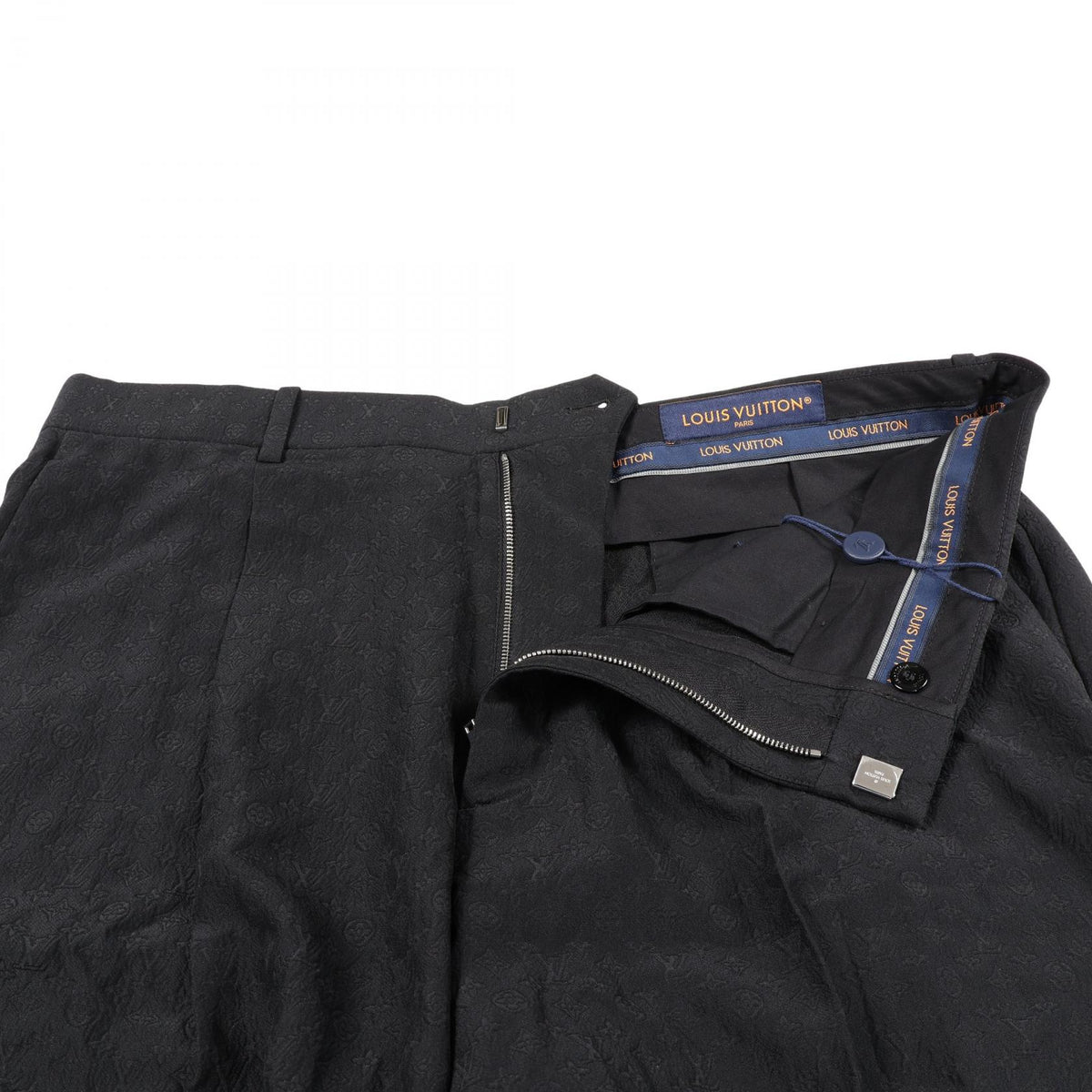 LOUIS VUITTON Mini Monogram Silk Cotton Shorts Black Pants Size 52