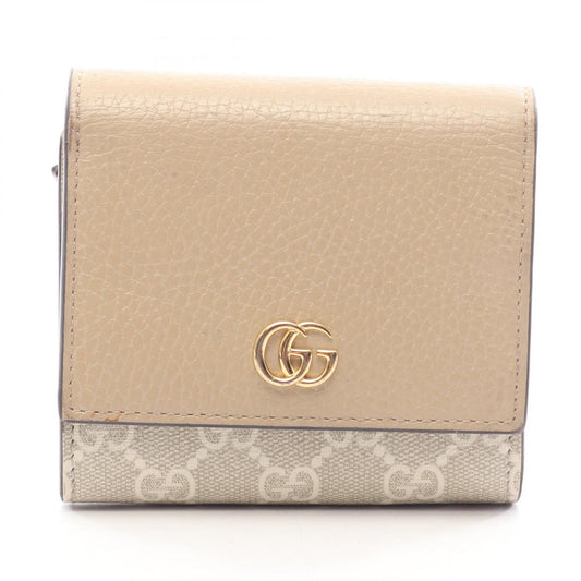 GUCCI GG Marmont Bi-Fold Beige Leather Wallet