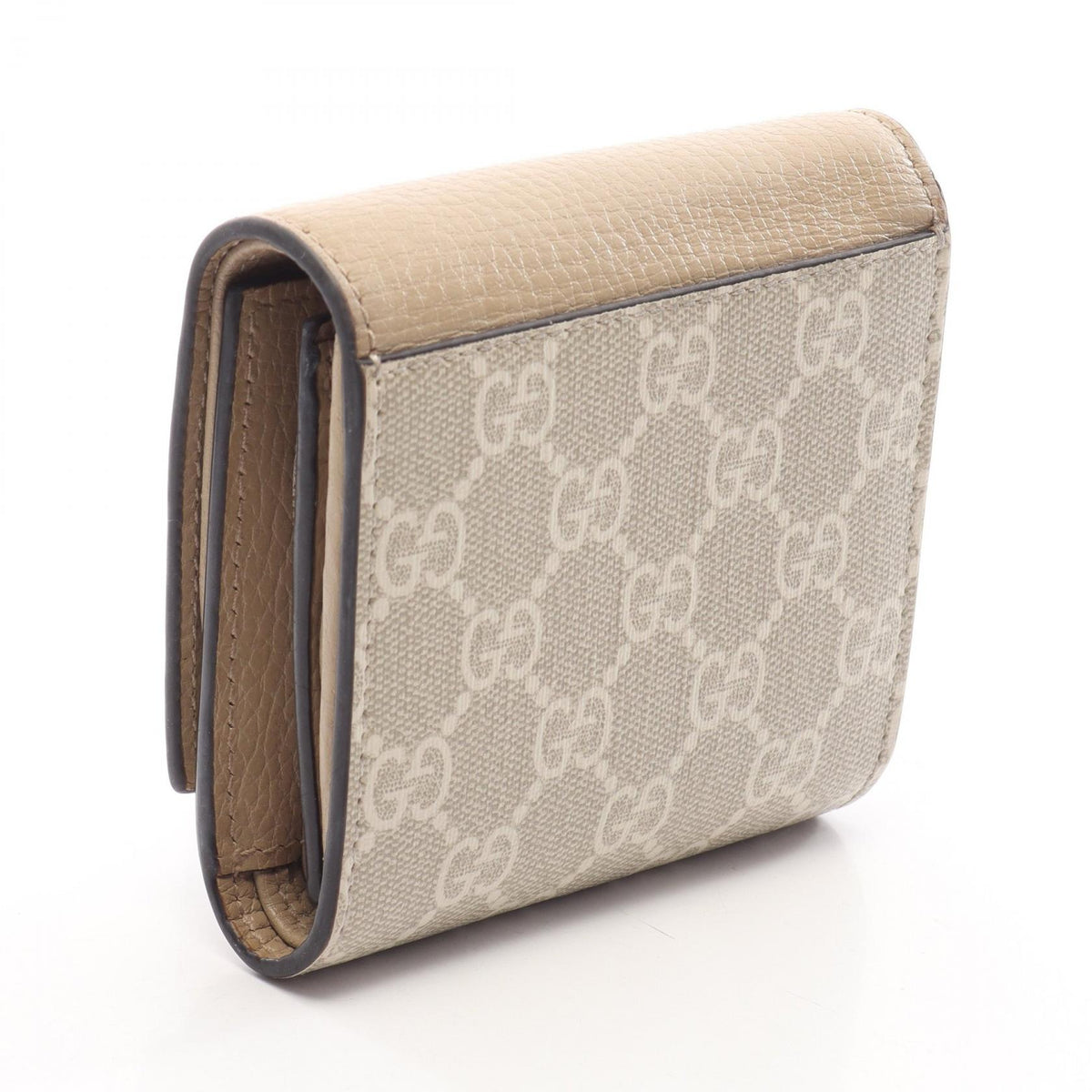 GUCCI GG Marmont Bi-Fold Beige Leather Wallet