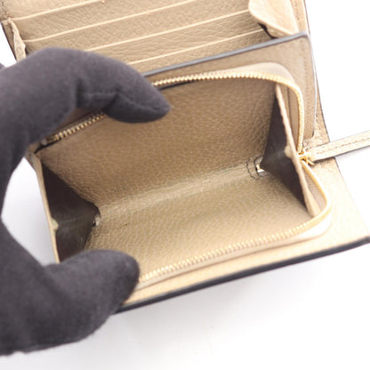 GUCCI GG Marmont Bi-Fold Beige Leather Wallet