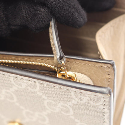 GUCCI GG Marmont Bi-Fold Beige Leather Wallet