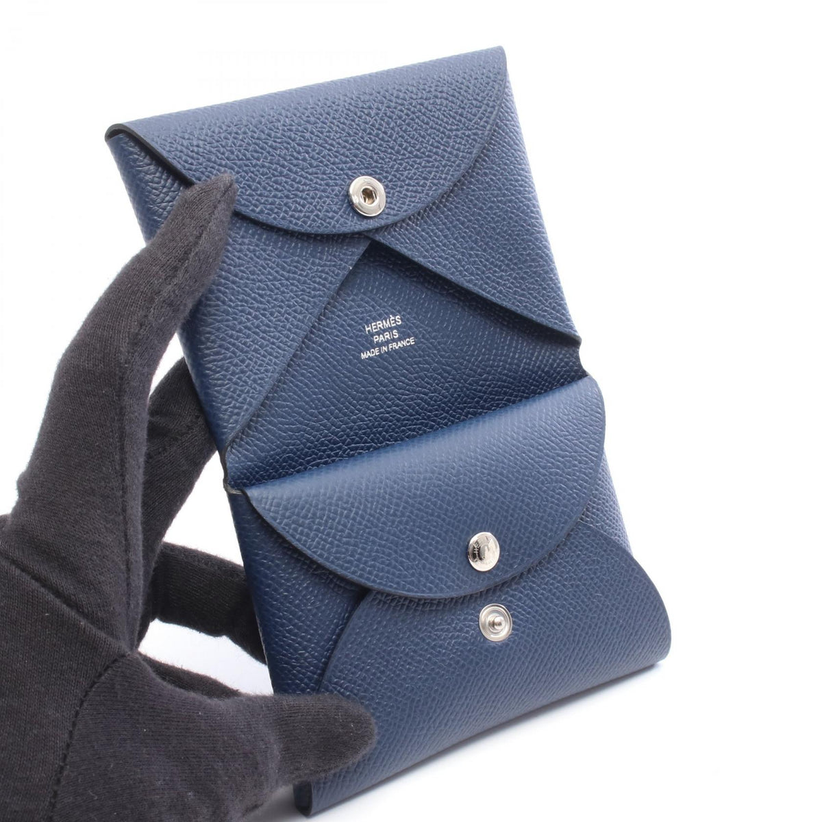 HERMES Calvi Duo Blue Navy Epsom Coin Case