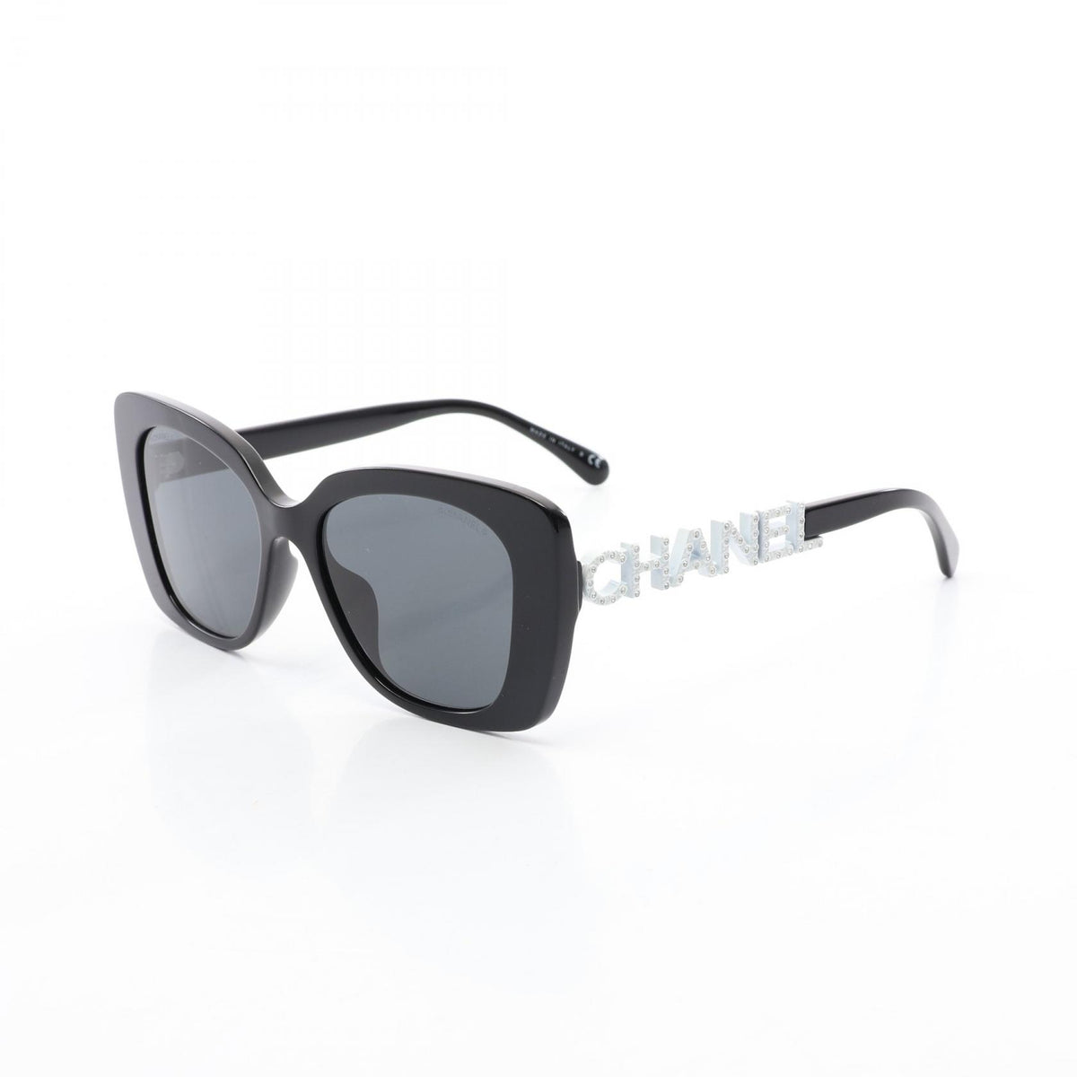 CHANEL Square Shape Rhinestone Sunglasses