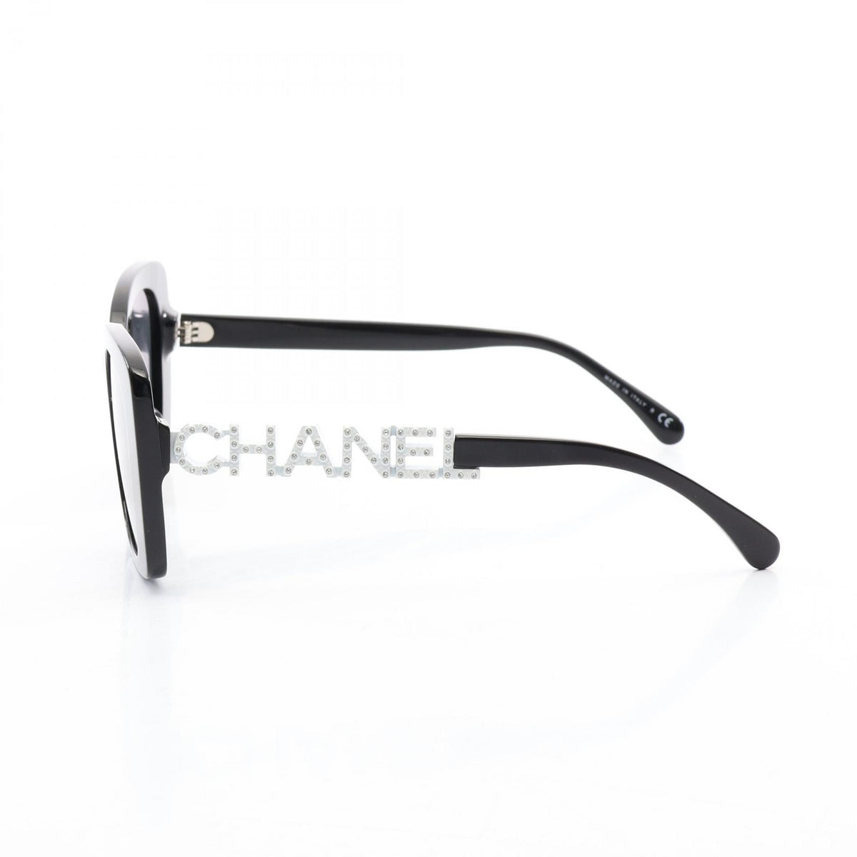 CHANEL Square Shape Rhinestone Sunglasses