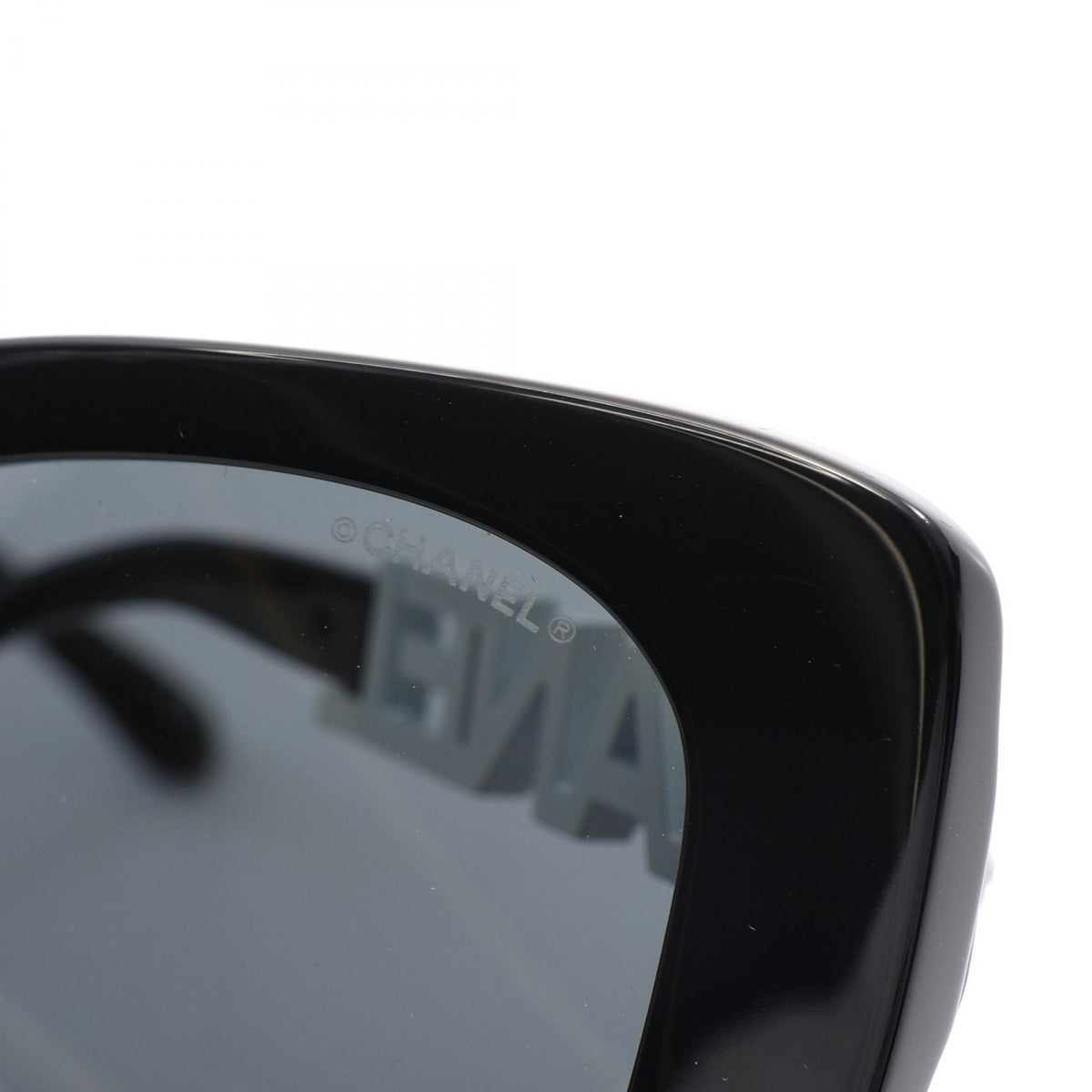 CHANEL Square Shape Rhinestone Sunglasses