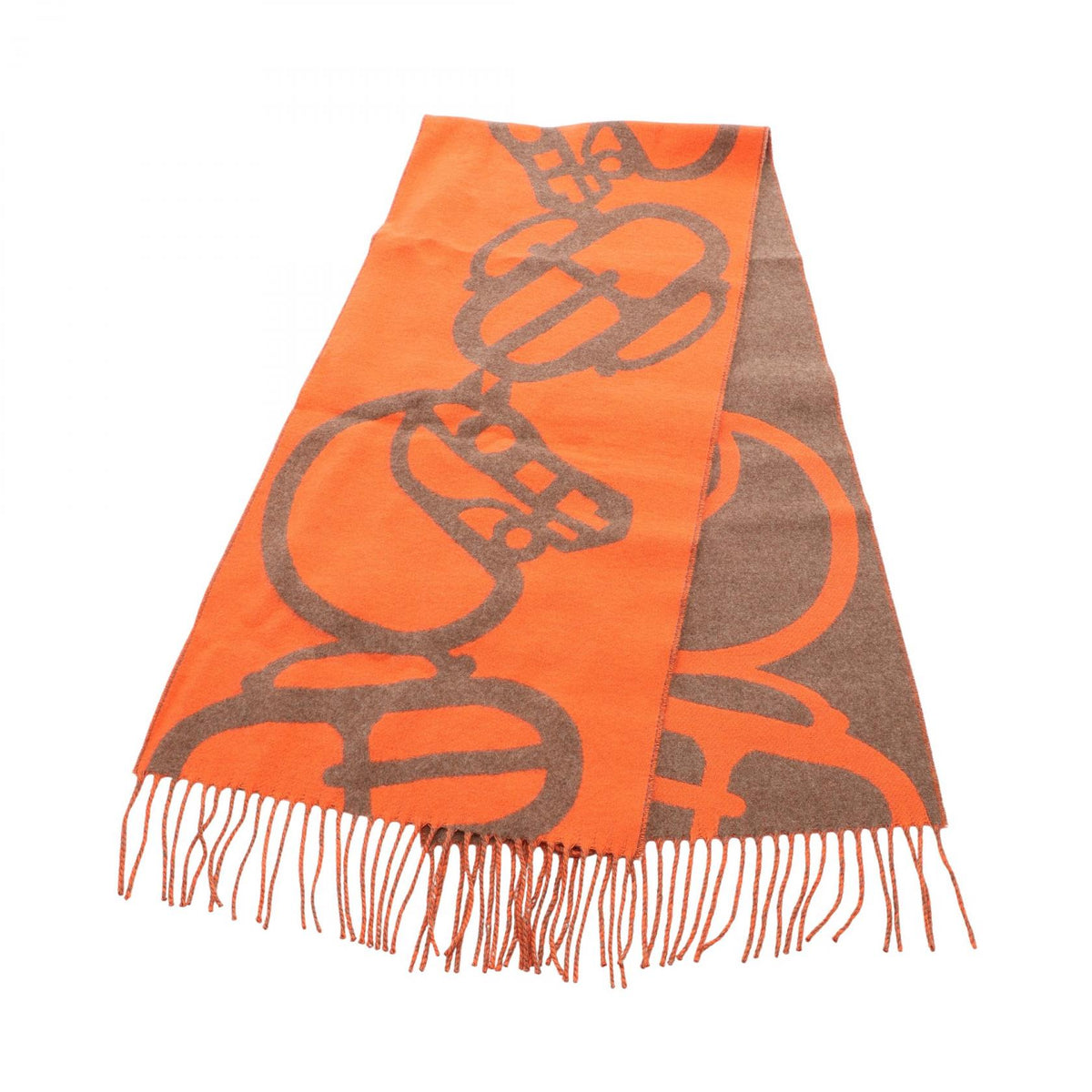 HERMES Boucle Camail Cashmere Scarf Orange