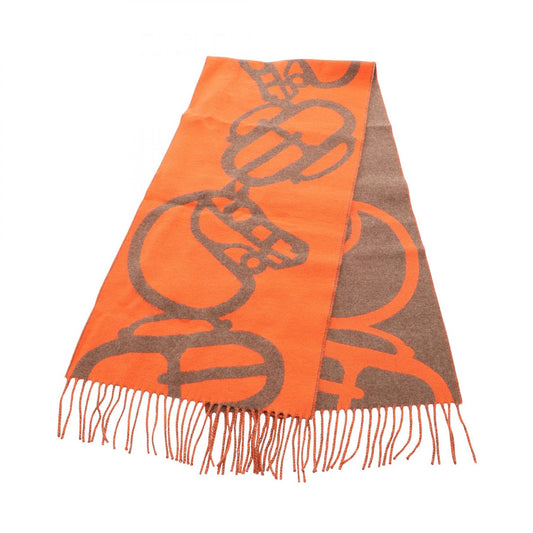 HERMES Boucle Camail Cashmere Scarf Orange