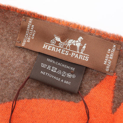 HERMES Boucle Camail Cashmere Scarf Orange