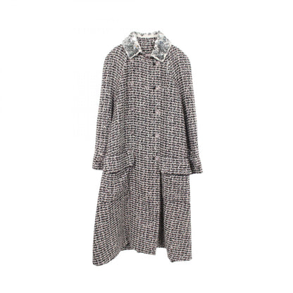 CHANEL Coco Button Sequin Tweed Coat Size 34