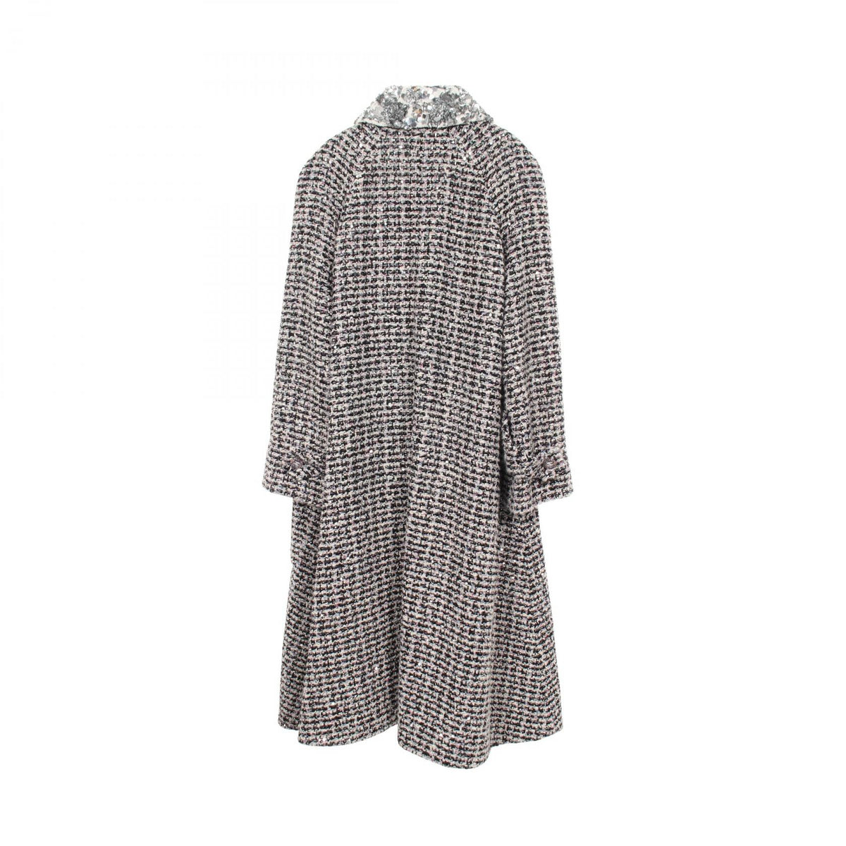 CHANEL Coco Button Sequin Tweed Coat Size 34