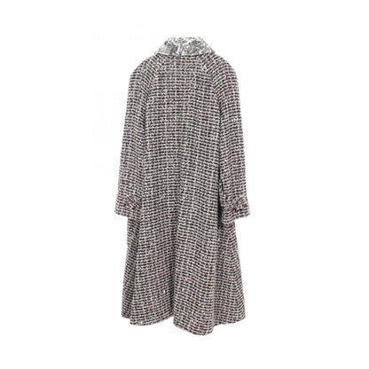 CHANEL Coco Button Sequin Tweed Coat Size 34