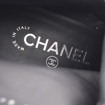CHANEL Coco Mark Diamond Design Suede Short Boots Size 37.5