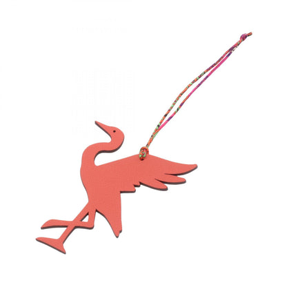 HERMES Petit H Tsuru Leather Charm Red