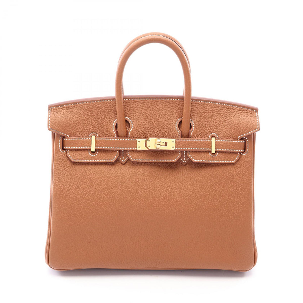 HERMES Birkin 25 Gold Togo Handbag Brown
