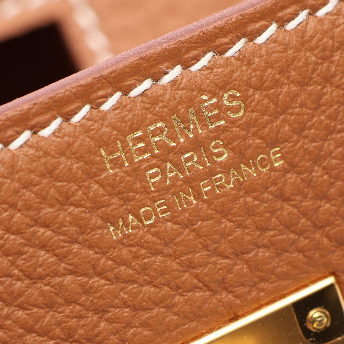 HERMES Birkin 25 Gold Togo Handbag Brown