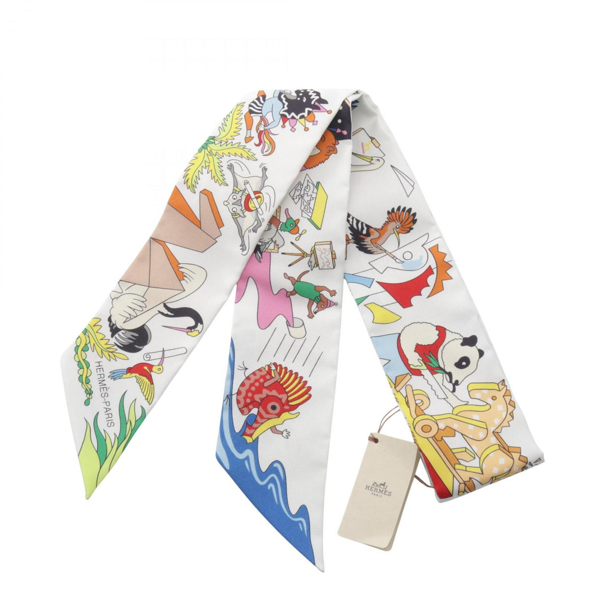 HERMES Twilly Academia Hippica Silk Scarf