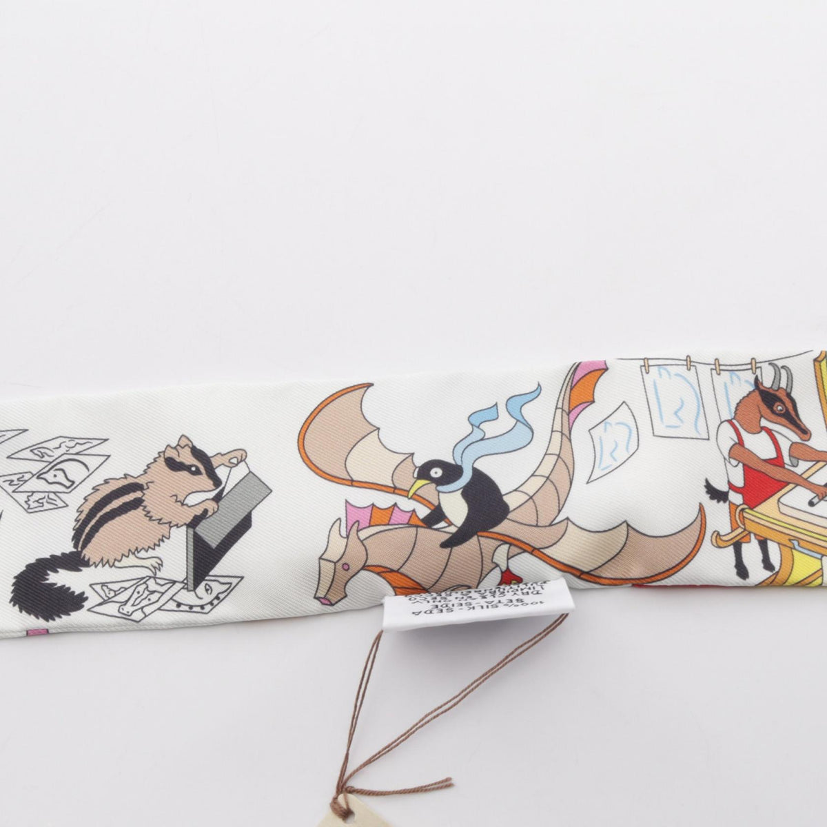 HERMES Twilly Academia Hippica Silk Scarf