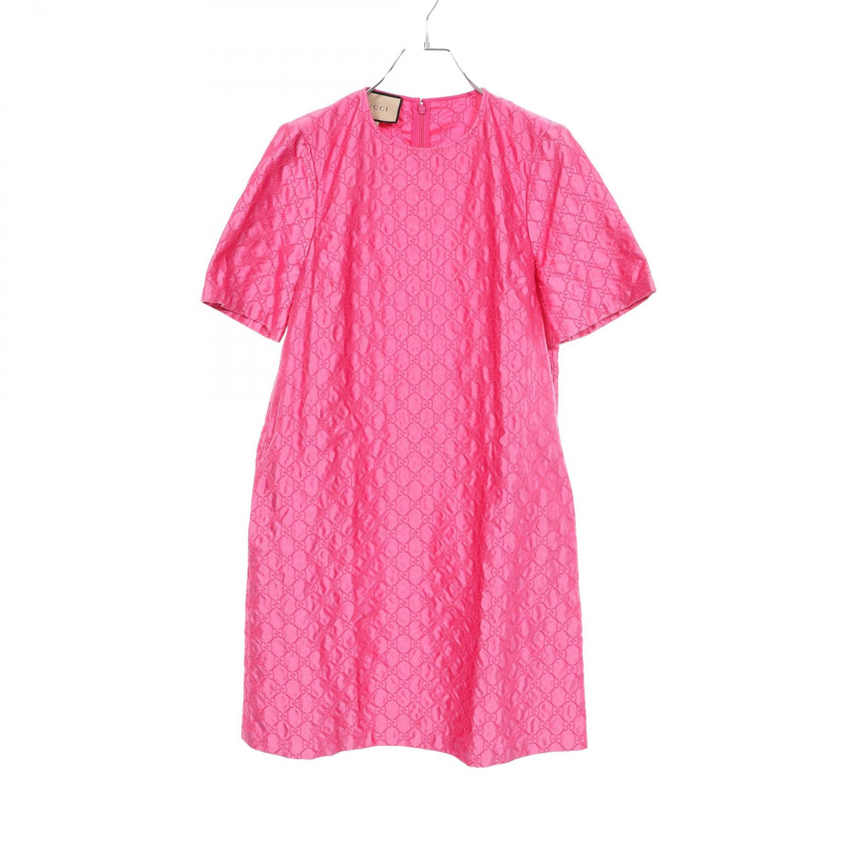GUCCI GG Pattern Short Sleeve Silk Dress Size 40