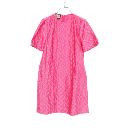 GUCCI GG Pattern Short Sleeve Silk Dress Size 40