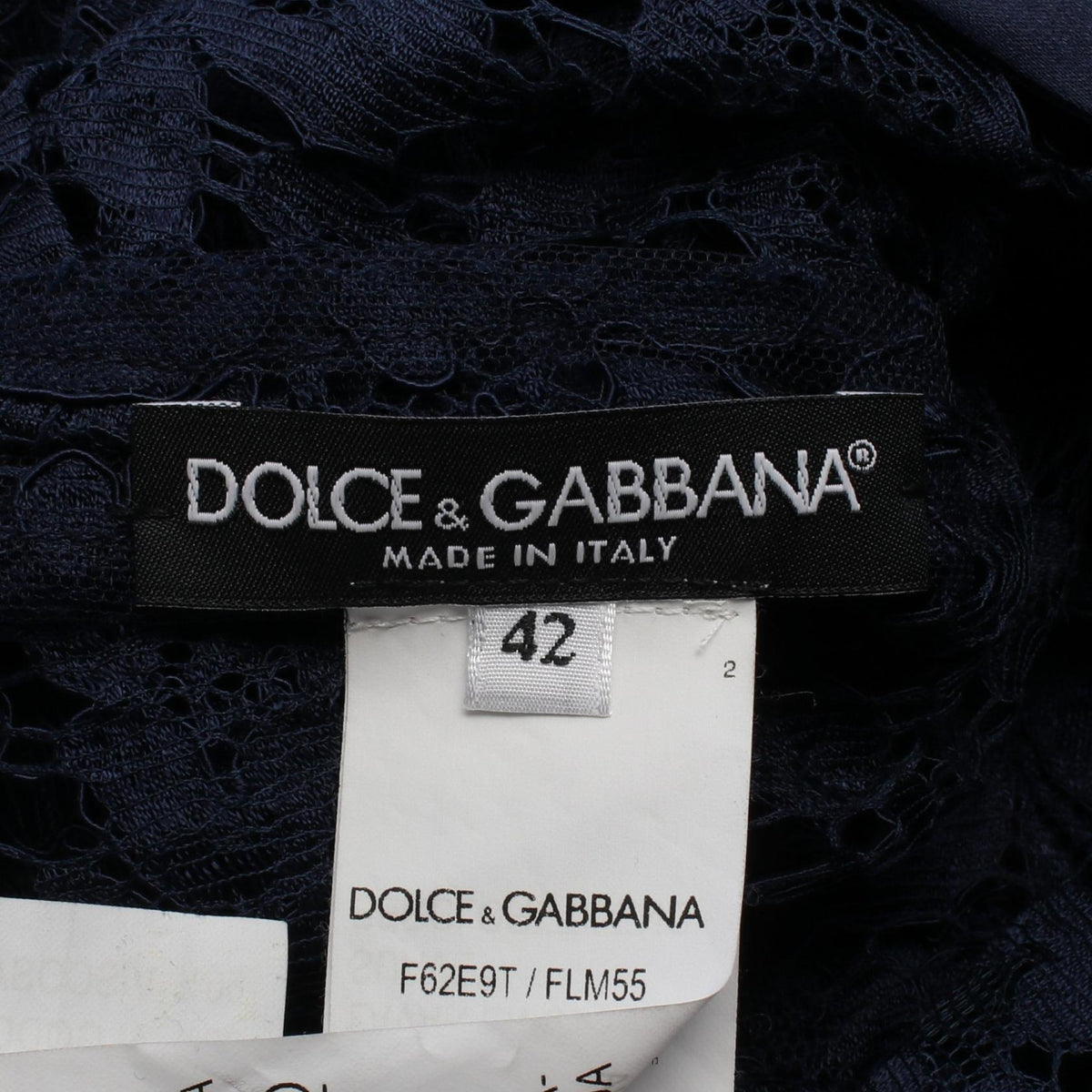 DOLCE & GABBANA Navy Full Lace Midi Dress Size 42