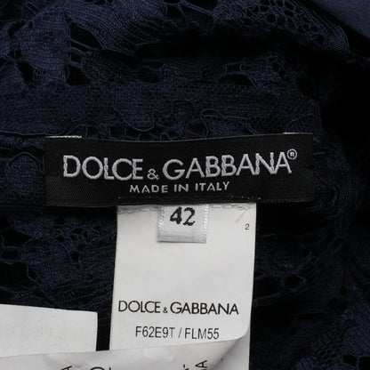 DOLCE & GABBANA Navy Full Lace Midi Dress Size 42