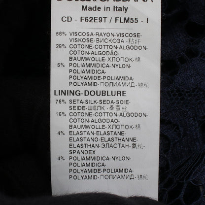 DOLCE & GABBANA Navy Full Lace Midi Dress Size 42