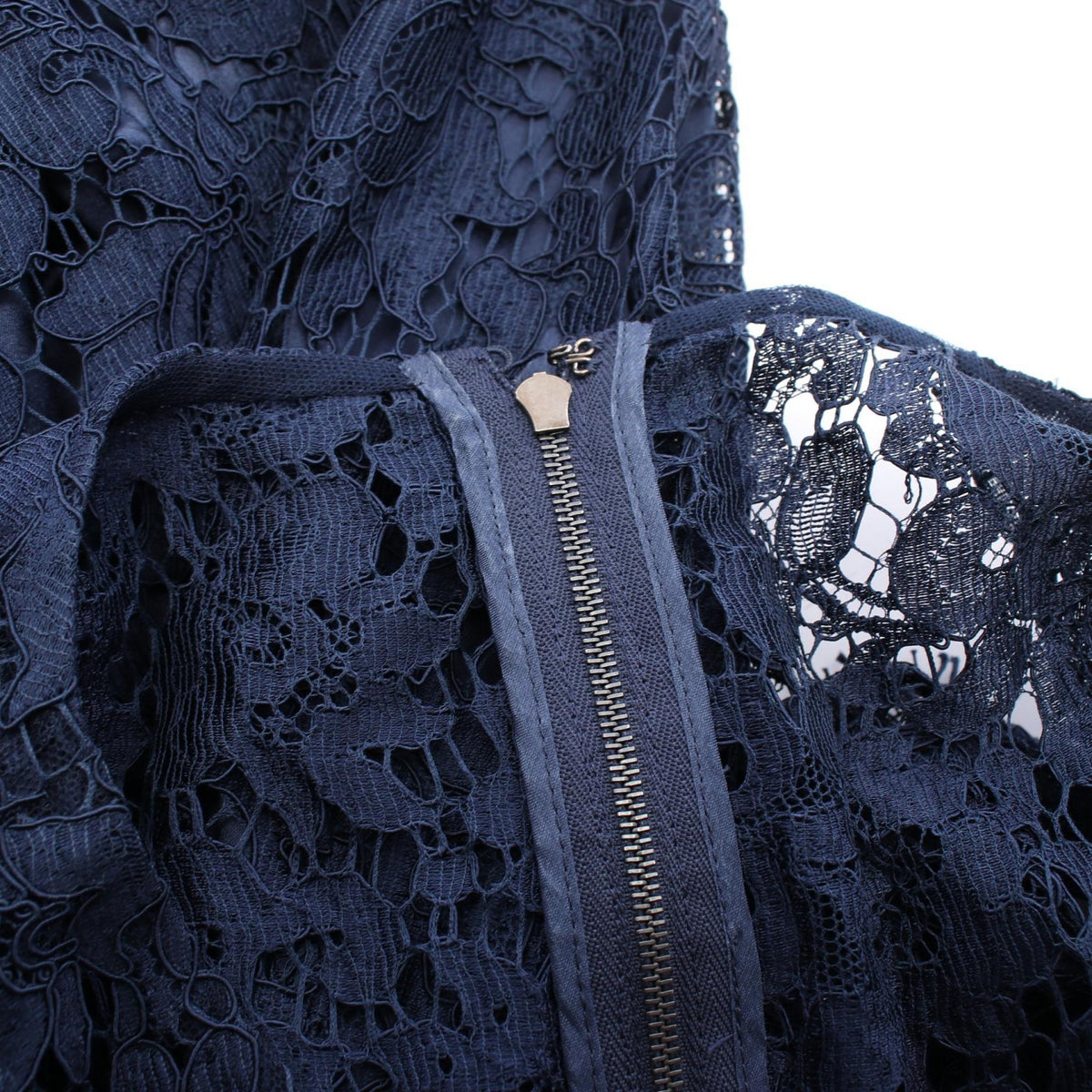 DOLCE & GABBANA Navy Full Lace Midi Dress Size 42