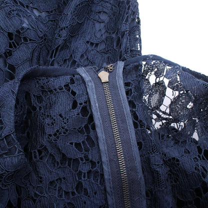 DOLCE & GABBANA Navy Full Lace Midi Dress Size 42