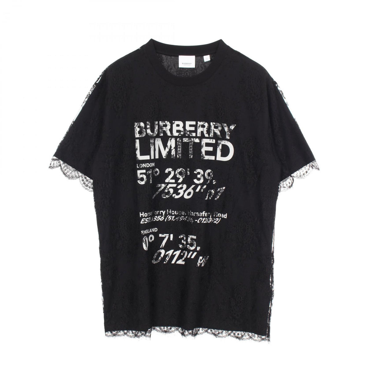 BURBERRY All-Over Lace Logo Print T-Shirt Size S