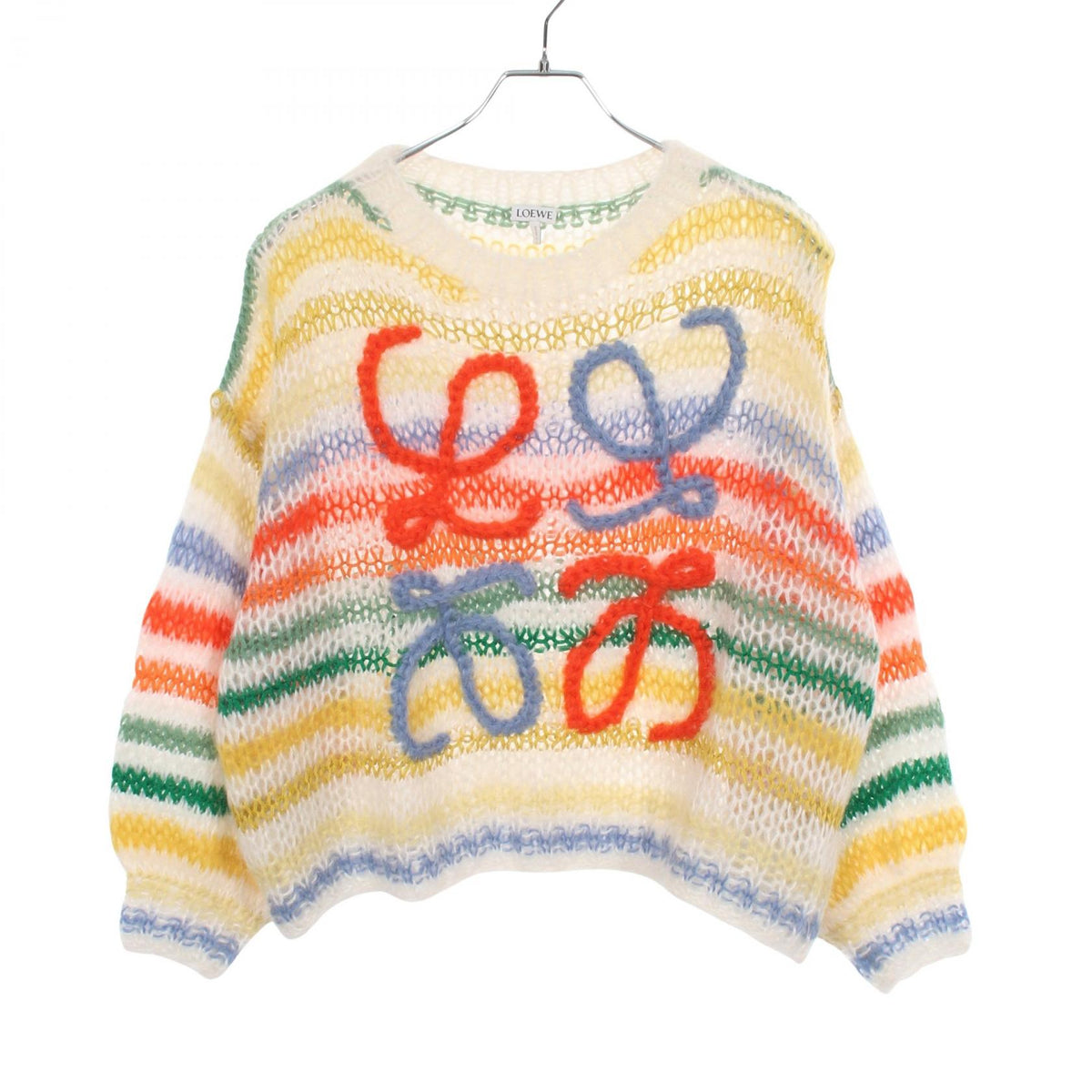 LOEWE Anagram Wool Mohair Knit Sweater White Size S