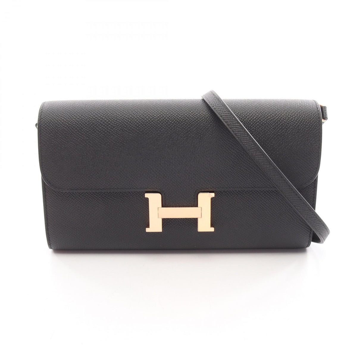 HERMES Constance Long To Go Veau Bag Black