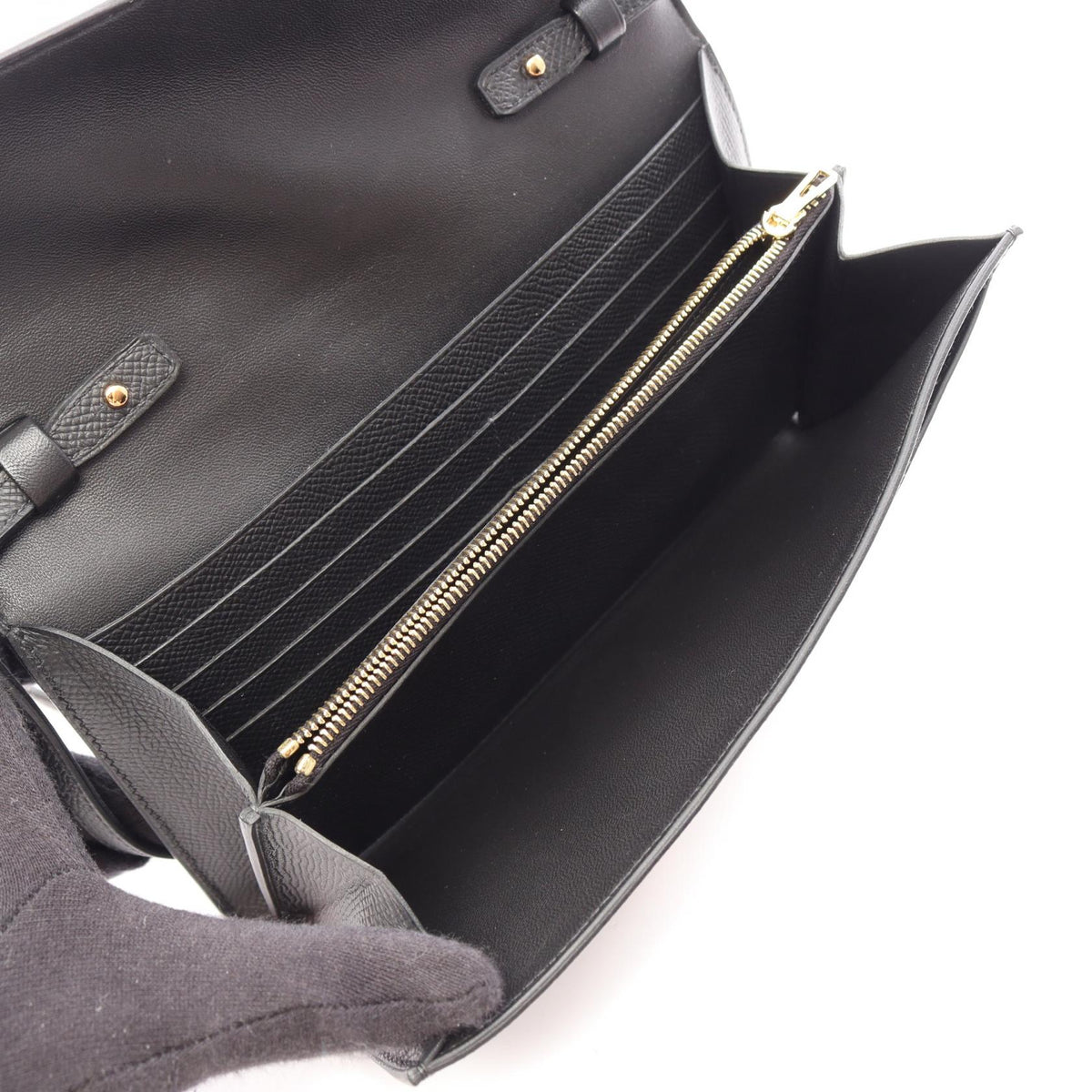 HERMES Constance Long To Go Veau Bag Black