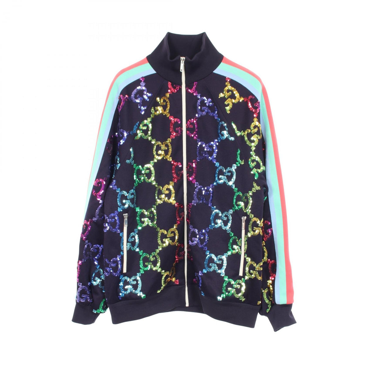 GUCCI GG Sequin Cotton Jacket Blue Size XS