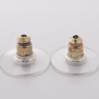 CHANEL CC Mark Ribbon Metal Silver Tone Earrings