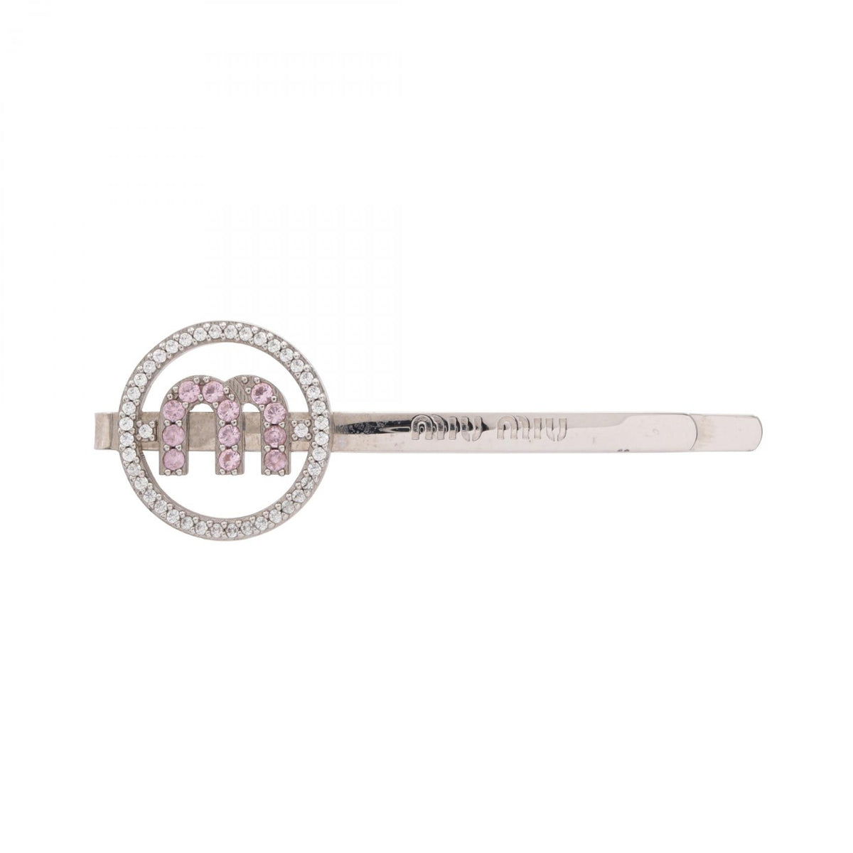Miu Miu Circle Logo Hair Rhinestone Silver