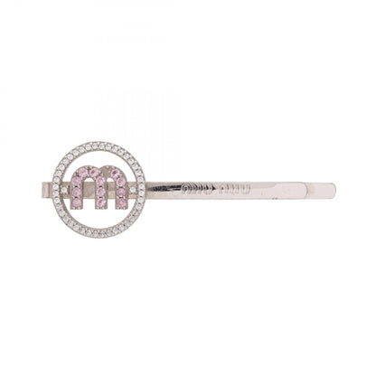 Miu Miu Circle Logo Hair Rhinestone Silver