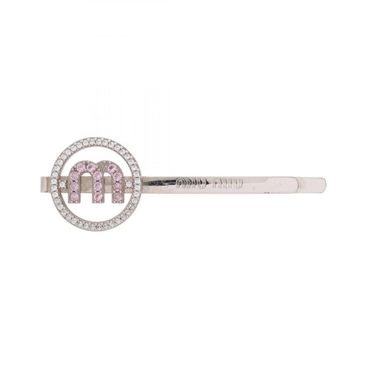 Miu Miu Circle Logo Hair Rhinestone Silver