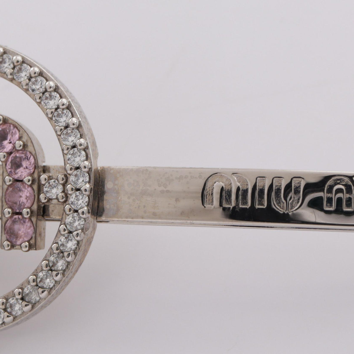 Miu Miu Circle Logo Hair Rhinestone Silver