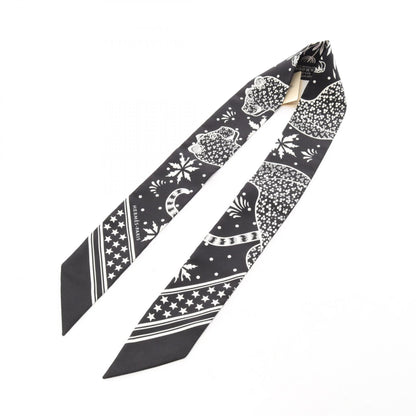 HERMES Les Leopards Bandana Scarf Black