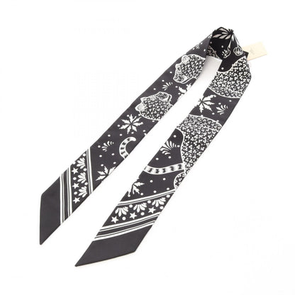 HERMES Les Leopards Bandana Scarf Black