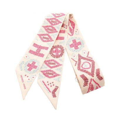 HERMES Twilly "KELLY EN PERLES" Silk Scarf