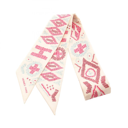 HERMES Kelly En Perles Silk Scarf Beige