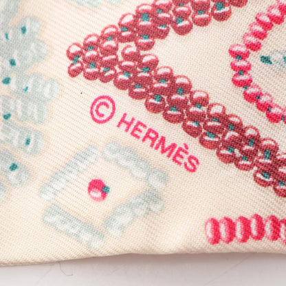 HERMES Kelly En Perles Silk Scarf Beige