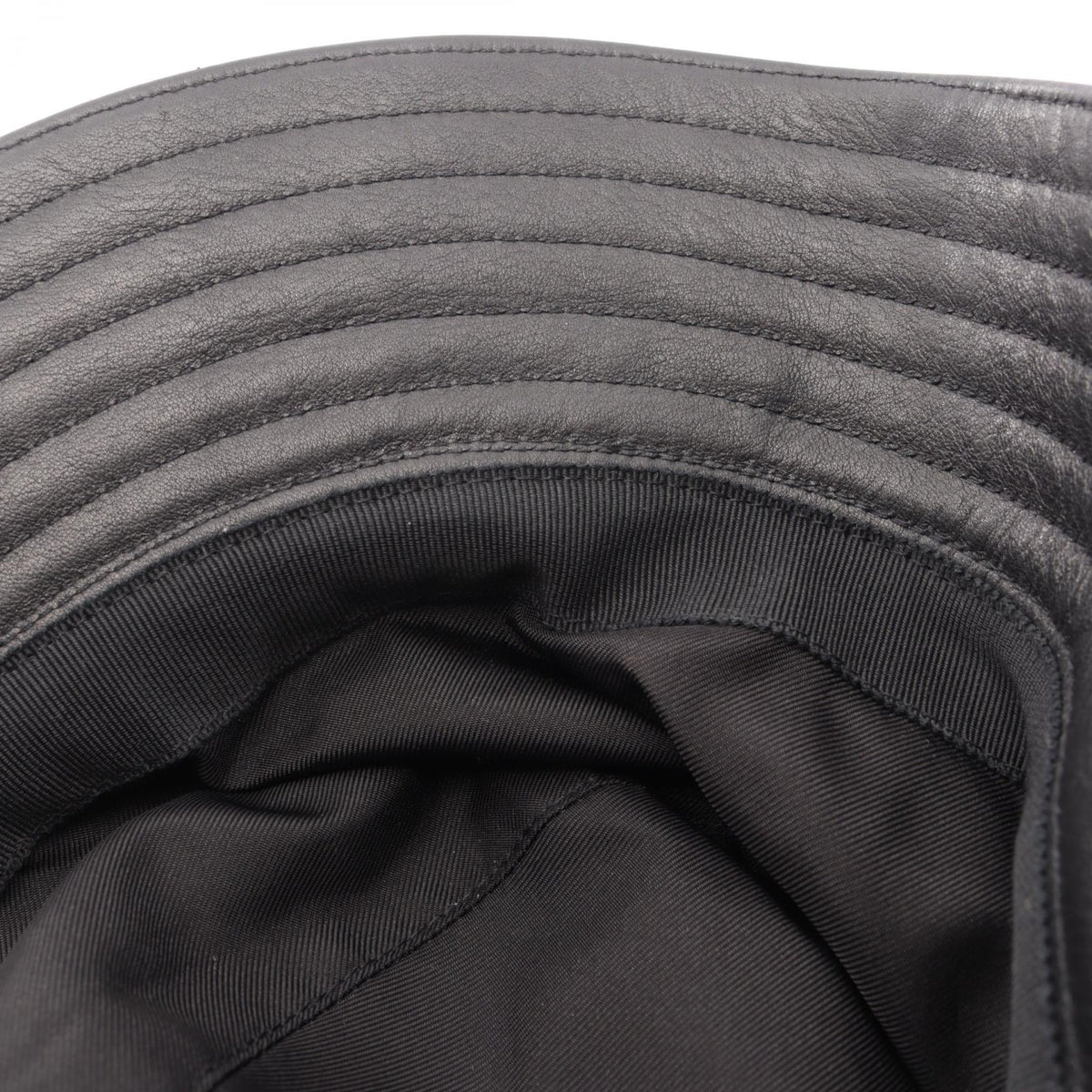 HERMES Sellier Button Leather Bucket Hat Black Size 59
