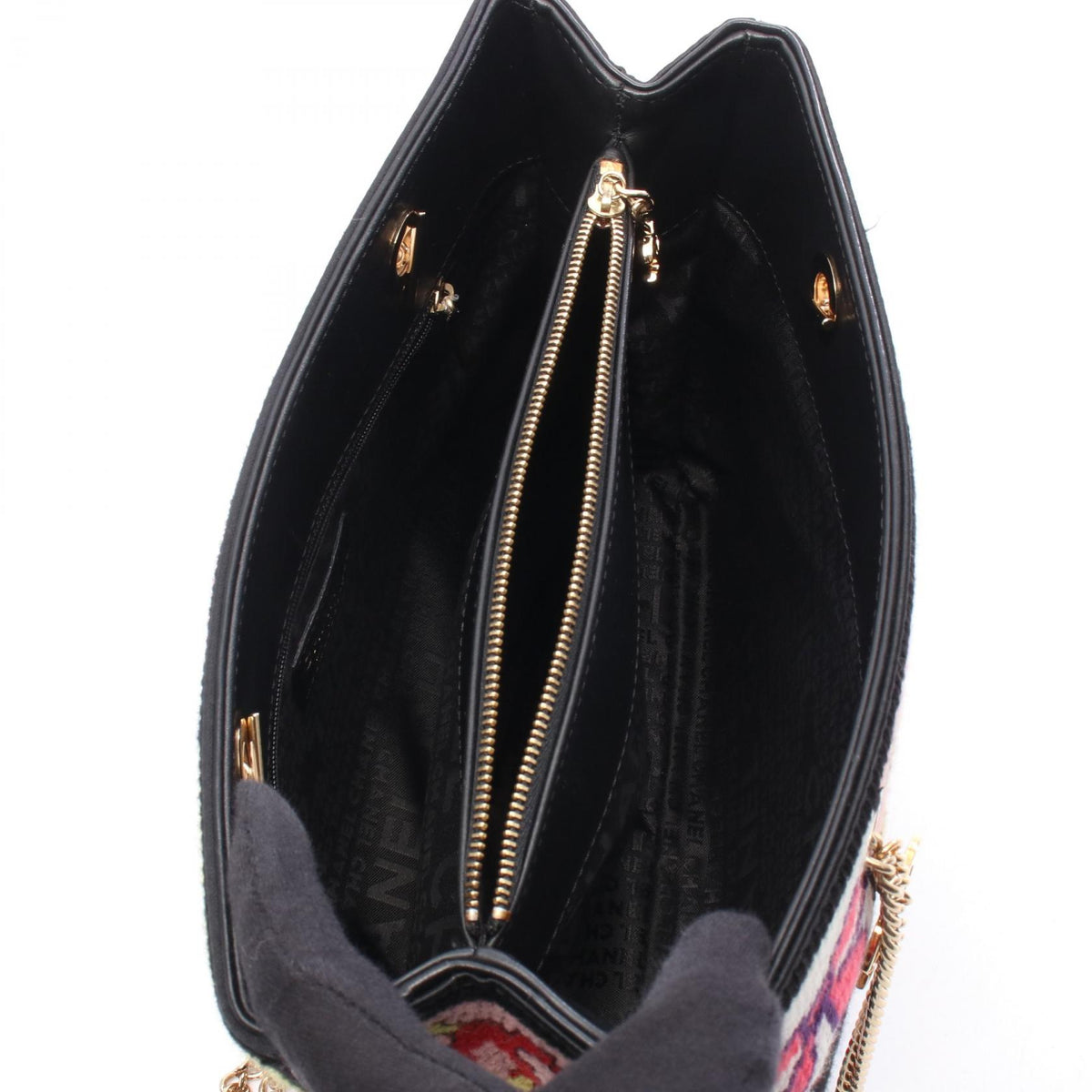 CHANEL Icon Shoulder Bag Leather Fabric