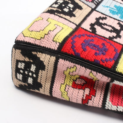 CHANEL Icon Shoulder Bag Leather Fabric
